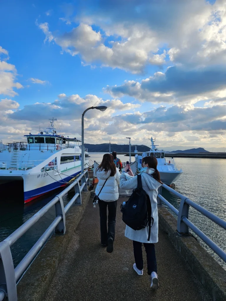 Two ferries docked in Shikanoshima.