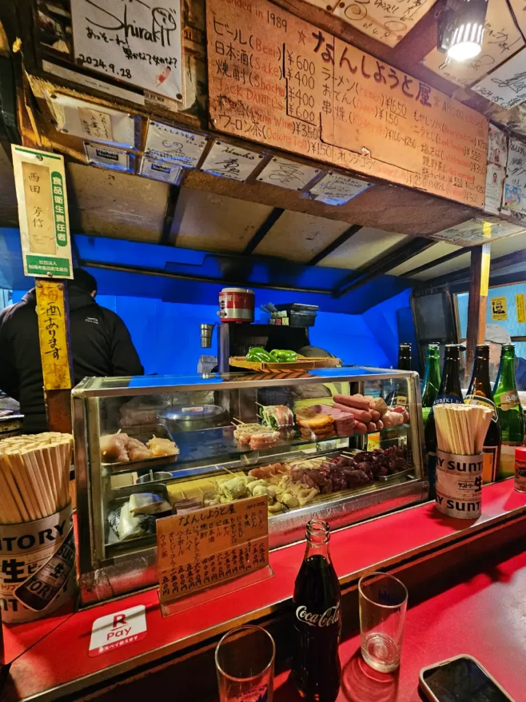 Counter view inside of a Yatai in Fukuoka