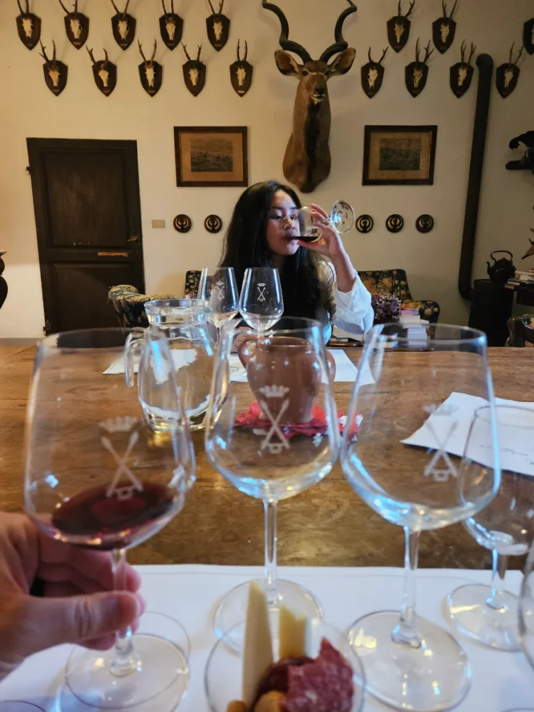 Wine tasting and charcuterie at Tenuta Bossi villa and vineyard.